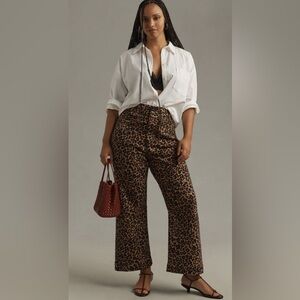 Anthropologie Maeve Colette Cropped High-Rise Jeans Sz 32 in Animal Print EUC